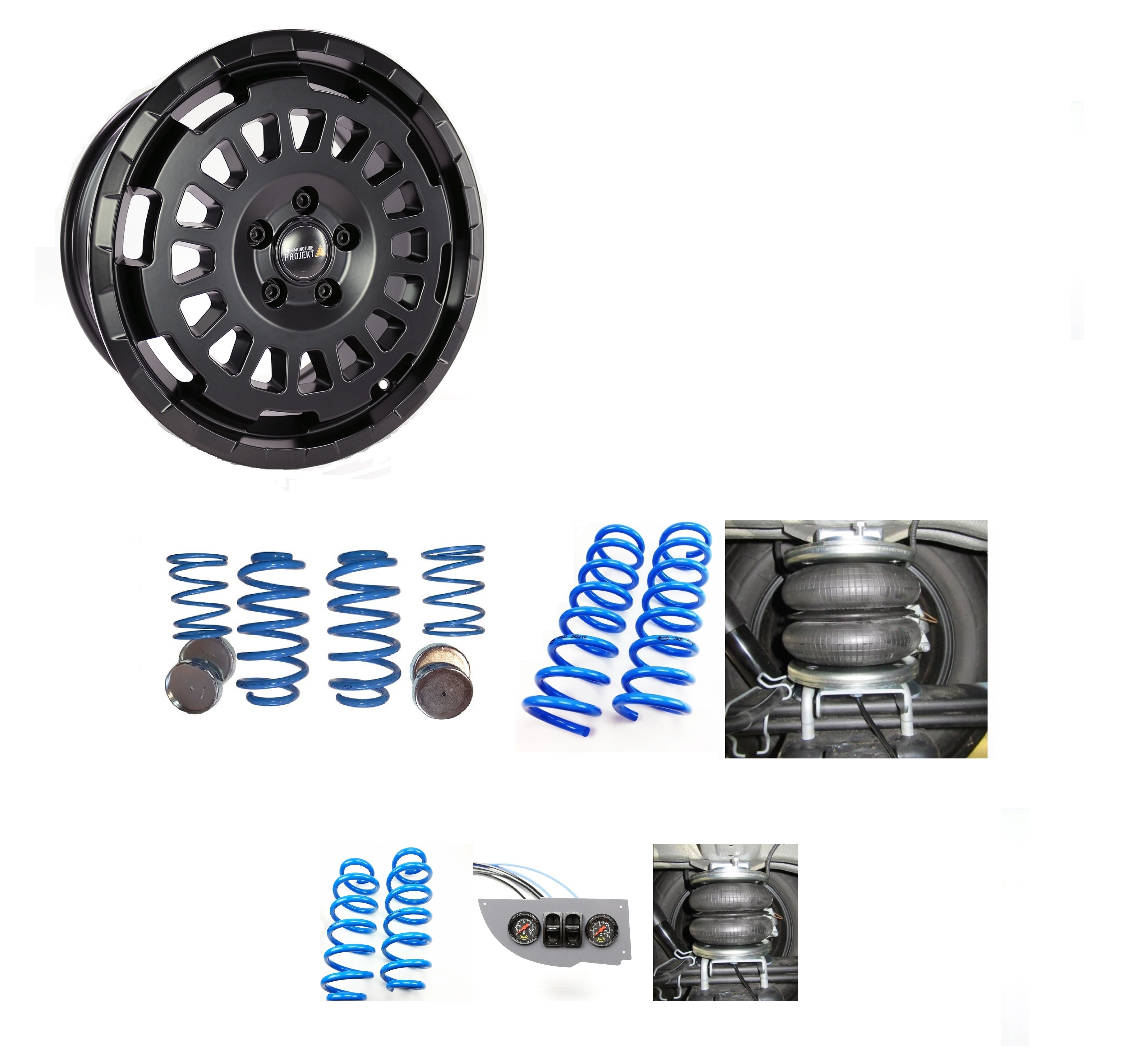 Offroad Sets / MAD Höherlegungsfedern + Twin-Monotube-Projekt Felgen