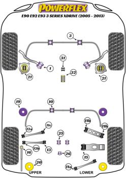 32- PU Lager Buchse hinten Schaltgestänge für BMW 3er + M3 E90 E91 E92 E93