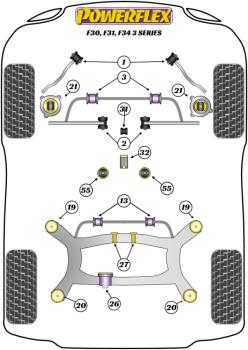 Preview: 2- PU Querlenkerlager innen Sturzkorrektur +/- 0.5° VA für BMW 3er F30 F31 F34