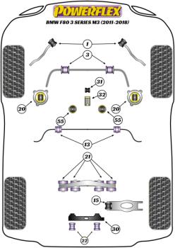 32- PU Lager Buchse hinten Schaltgestänge für BMW 3er + M3 F30 F31 F34 F80