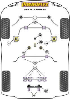 32- PU Lager Buchse hinten Schaltgestänge für BMW 4er + M4 F32 F33 F36 F82 F83