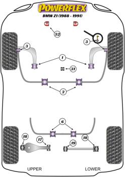 52- PU Puffer Kühlerhalterung für BMW Z1 8mm Versatz nach vorne PFF5-4652
