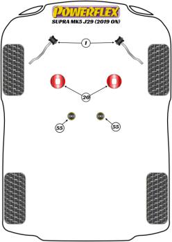 55- PU Getriebelager für Toyota Supra MK5 A90 J29 80 Shore Road Powerflex