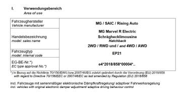 für MG Marvel R EV MAD Zusatzfedern Höherlegungsfedern 20mm Verstärkung HA HV-010015