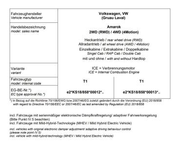 für Amarok MAD verstärkte Höherlegungsfedern Zusatzluftfedern Basis 25-30mm VA HA