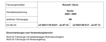 Dacia Duster II 4x4 SR MAD Höherlegungsfedern Verstärkungsfedern HA HV-140568