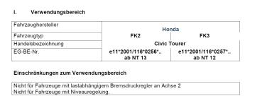 für Honda Civic Tourer FK MAD verstärkte Höherlegungsfedern ca. 20mm Verstärkung Hinterachse