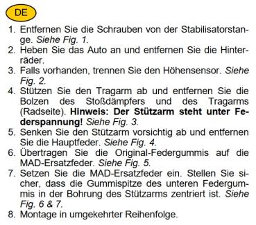 für Hyundai Kona OS Elektro MAD verstärkte Höherlegungsfedern HA ca. 15mm 493198