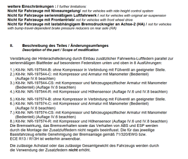 für Sprinter 907 Zwillingsbereifung MAD Zusatzluftfeder Bedienteil am Sitz Kompressor