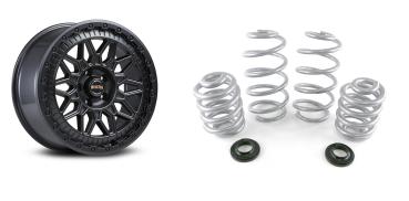 für T5 T6 17 Zoll Offroad Set Bluster Felgen 8,5x17 ET45 schwarz Eibach Höherlegungsfedern