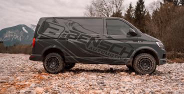 Offroad Paket für VW T5 T6 T6.1 17 Zoll Twin-Monotube AT1 Allterrain Felgen mit Anfahrschutzring + Eibach Koni Höherlegungsfahrwerk 35mm