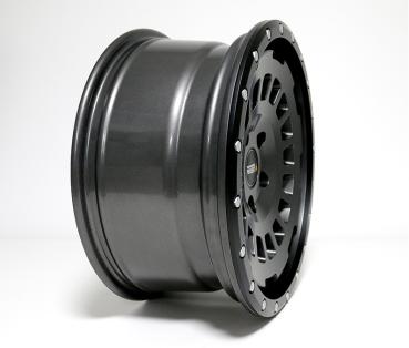 Twin Monotube AT1 Felgen Satz für T-Roc 8x17 ET40 17 Zoll in stone mit Anfahrschutzring in schwarz