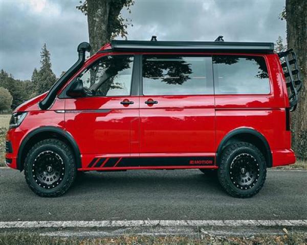 Offroad Paket für VW T5 T6 T6.1 17 Zoll Twin-Monotube AT1 Allterrain Felgen mit Anfahrschutzring + Eibach Koni Höherlegungsfahrwerk 35mm