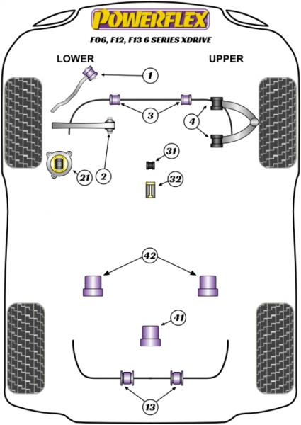 32- PU Lager Buchse hinten Schaltgestänge für BMW 6er + M6 F06 F12 F13