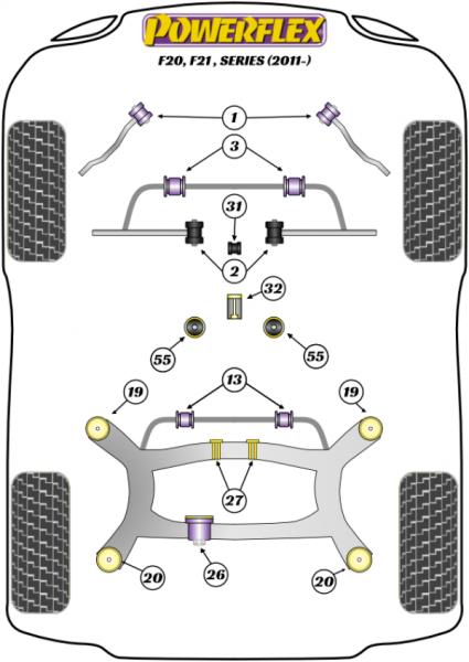 32- PU Lager Buchse hinten Schaltgestänge für BMW 1er F20 F21 PFF5-4632