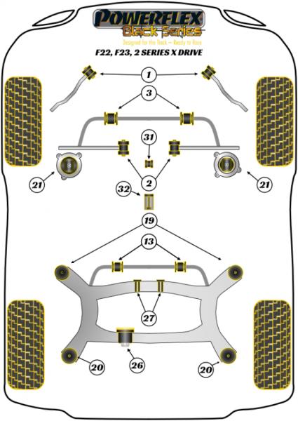 21- PU Verstärkungseinsatz Motorlager für BMW 2er F22 F23 M 235 240 Black 95 Sho