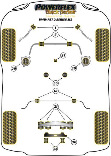 20- PU Verstärkungseinsatz Motorlager für BMW M2 F87 PFF5-4021 95 Shore Powerfle