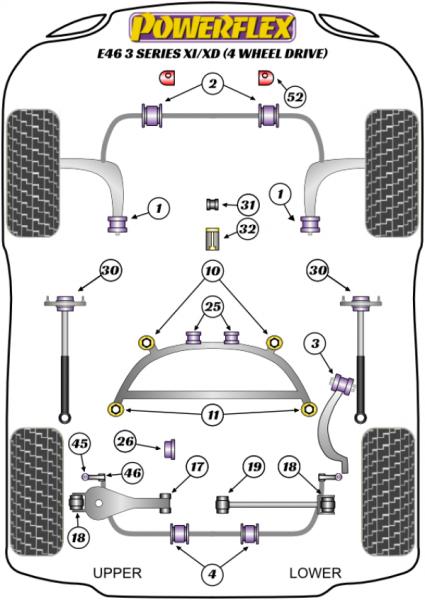 32- PU Lager Buchse hinten Schaltgestänge für BMW 3er + M3 E46 PFF5-4632