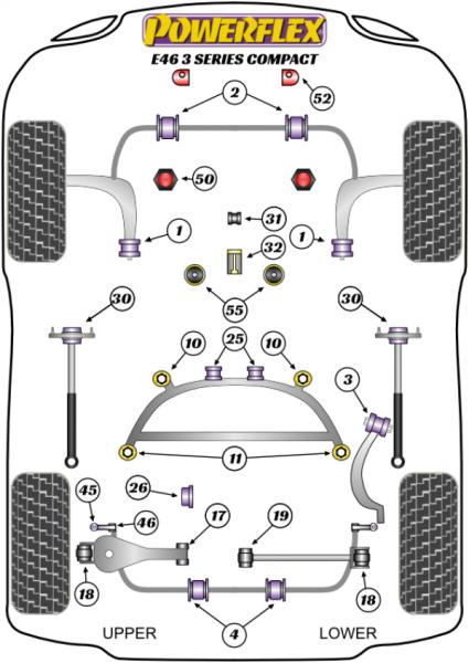 32- PU Lager Buchse hinten Schaltgestänge für BMW 3er + M3 E46 PFF5-4632