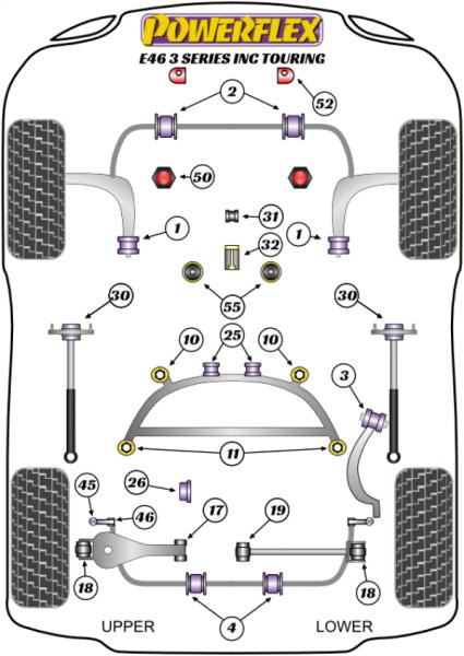 32- PU Lager Buchse hinten Schaltgestänge für BMW 3er + M3 E46 PFF5-4632