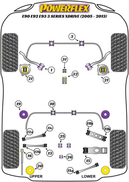 32- PU Lager Buchse hinten Schaltgestänge für BMW 3er + M3 E90 E91 E92 E93