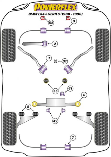 55- PU Getriebelager für BMW 5er + M5 E34 80 Shore Road Powerflex
