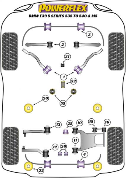32- PU Lager Buchse hinten Schaltgestänge für BMW 5er + M5 E39 PFF5-4632