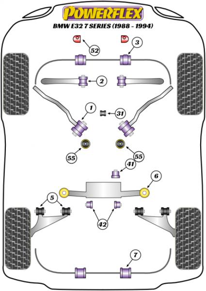 55- PU Getriebelager für BMW 7er E32 80 Shore Road Powerflex