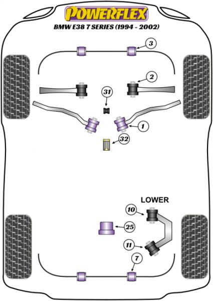 32- PU Lager Buchse hinten Schaltgestänge für BMW 7er E38 PFF5-4632