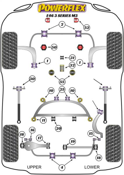 32- PU Lager Buchse hinten Schaltgestänge für BMW 3er + M3 E46 PFF5-4632
