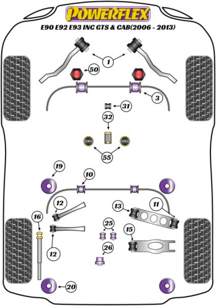 1 - PU Zugstrebenlager Nachlaufkorrektur BMW 3er + M3 E90 E91 E92 E93 PFF5-401G