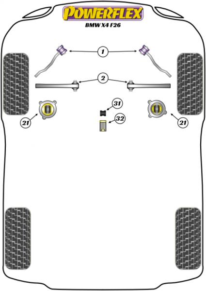 32- PU Lager Buchse hinten Schaltgestänge für BMW X4 F26 PFF5-4632