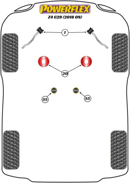 55- PU Getriebelager für BMW Z4 G29 80 Shore Road Powerflex