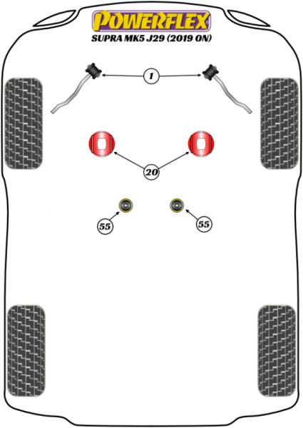 55- PU Getriebelager für Toyota Supra MK5 A90 J29 80 Shore Road Powerflex