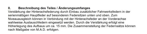 für Combo D Tour MAD Zusatzfedern Höherlegungsfedern Verstärkungsfedern HA HV-051745
