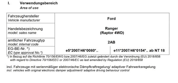 für Ford Ranger Raptor 2AB MAD verstärkte Höherlegungsfedern 30mm Verstärkung HA