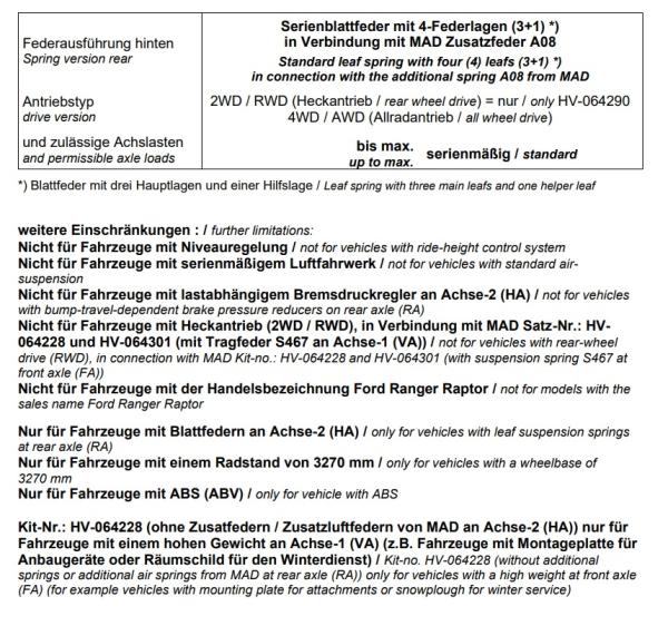 für Amarok 1T MAD verstärkte Höherlegungsfedern ca. 20-25mm Höherlegung Vorderachse