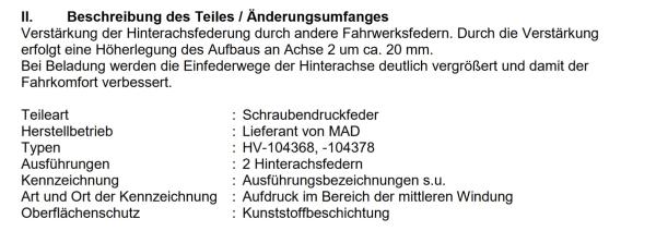 für Outlander III Hybrid MAD Höherlegungsfedern verstärkt 20mm HA Verstärkungsfedern HV-104378