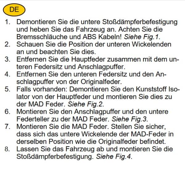 für Berlingo Multispace B9 MAD verstärkte Höherlegungsfedern 20mm HA HV-133328