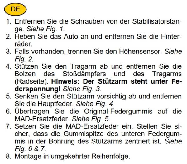 für Hyundai Kona OS Elektro MAD verstärkte Höherlegungsfedern HA ca. 15mm 493198