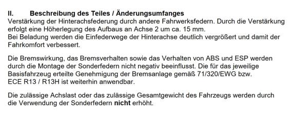 für Hyundai Kona OS Elektro MAD verstärkte Höherlegungsfedern HA ca. 15mm 493198