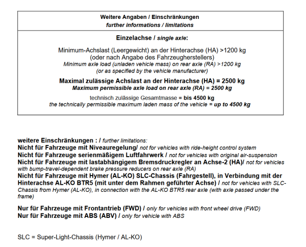 für Rapido S80 MAD Zusatzluftfeder HA Basis Sprinter AL-KO Hinterachse