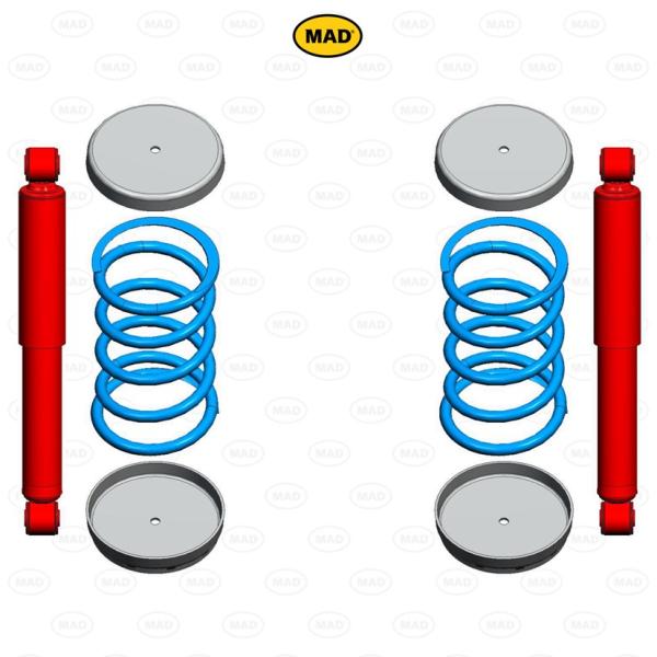 für Transit VII 330 350 MAD Koni Zusatzfedern Stoßdämpfer Heavy Duty + 400kg Höherlegung HA