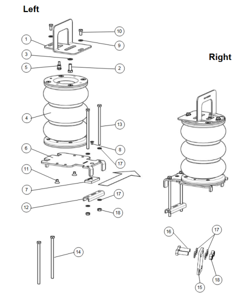 für Ford Transit V VI Pritsche MAD Zusatzluftfeder Basis HA Frontantrieb NR-067104-B