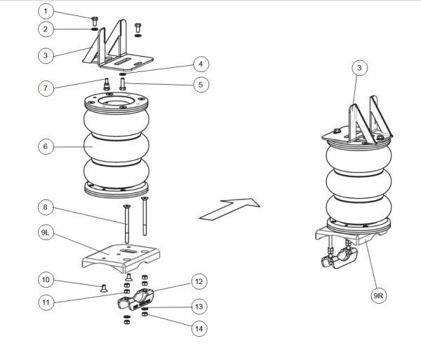 MAD Zusatzluftfeder Basis für Ford Transit VII V363 Allrad 4x4 4WD 310 330 350 NR-067604-B