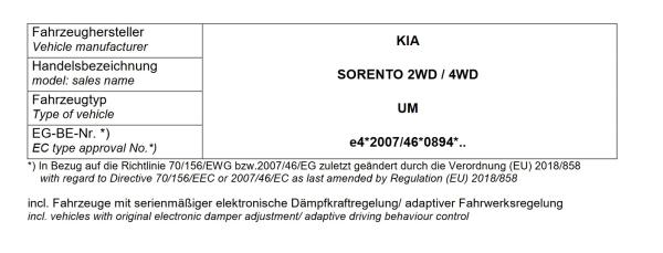 für Kia Sorento III UM MAD Zusatzluftfedern Polybalg Luftfederung Hinterachse NR-377056
