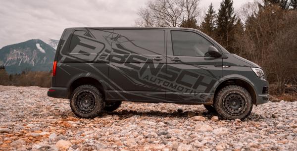 Offroad Paket für VW T5 T6 T6.1 17 Zoll Twin-Monotube AT1 Allterrain Felgen mit Anfahrschutzring + Eibach Koni Höherlegungsfahrwerk 35mm