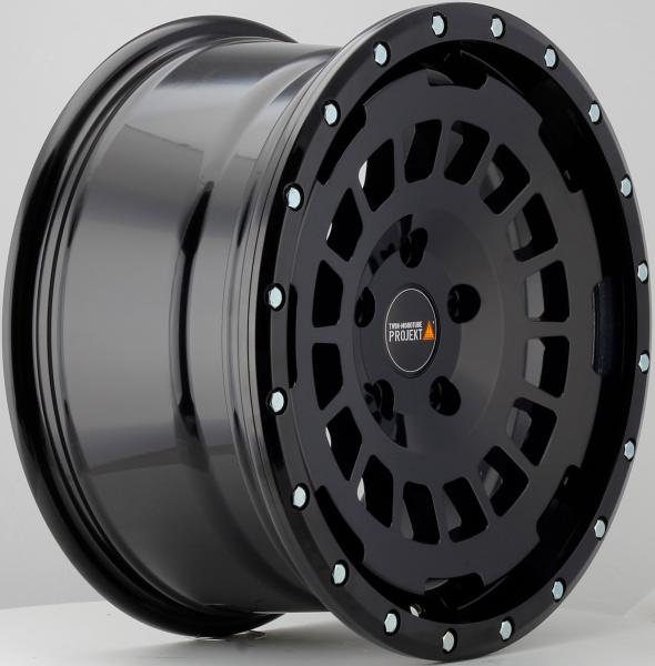 Twin Monotube AT1 8x17 ET33 Felge für Opel Zafira Life mit Anfahrschutzring schwarz HA