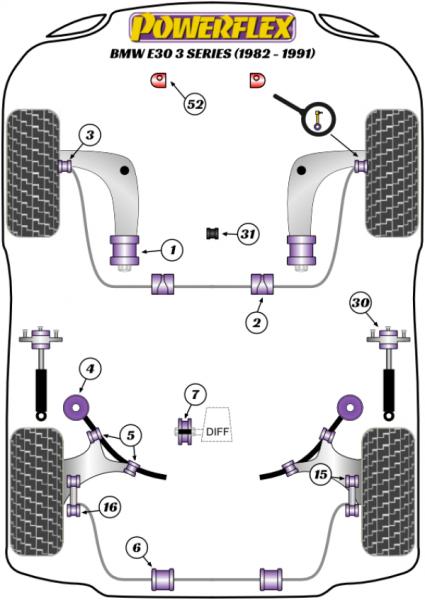 52- PU Puffer Kühlerhalterung BMW E30 inkl. M3 8mm Versatz nach vorne PFF5-4652