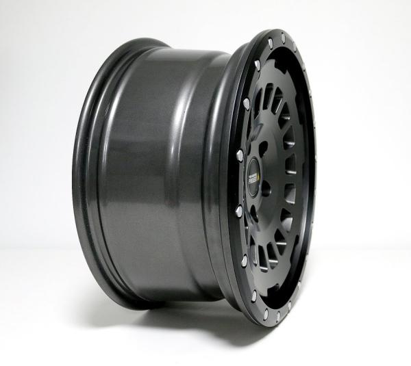 4x Allterrain Felge 8,5x18 MAN TGE SY SZ stone mit Anfahrschutzring Offroad 18 Zoll AT1 HD Twin-Monotube Projekt